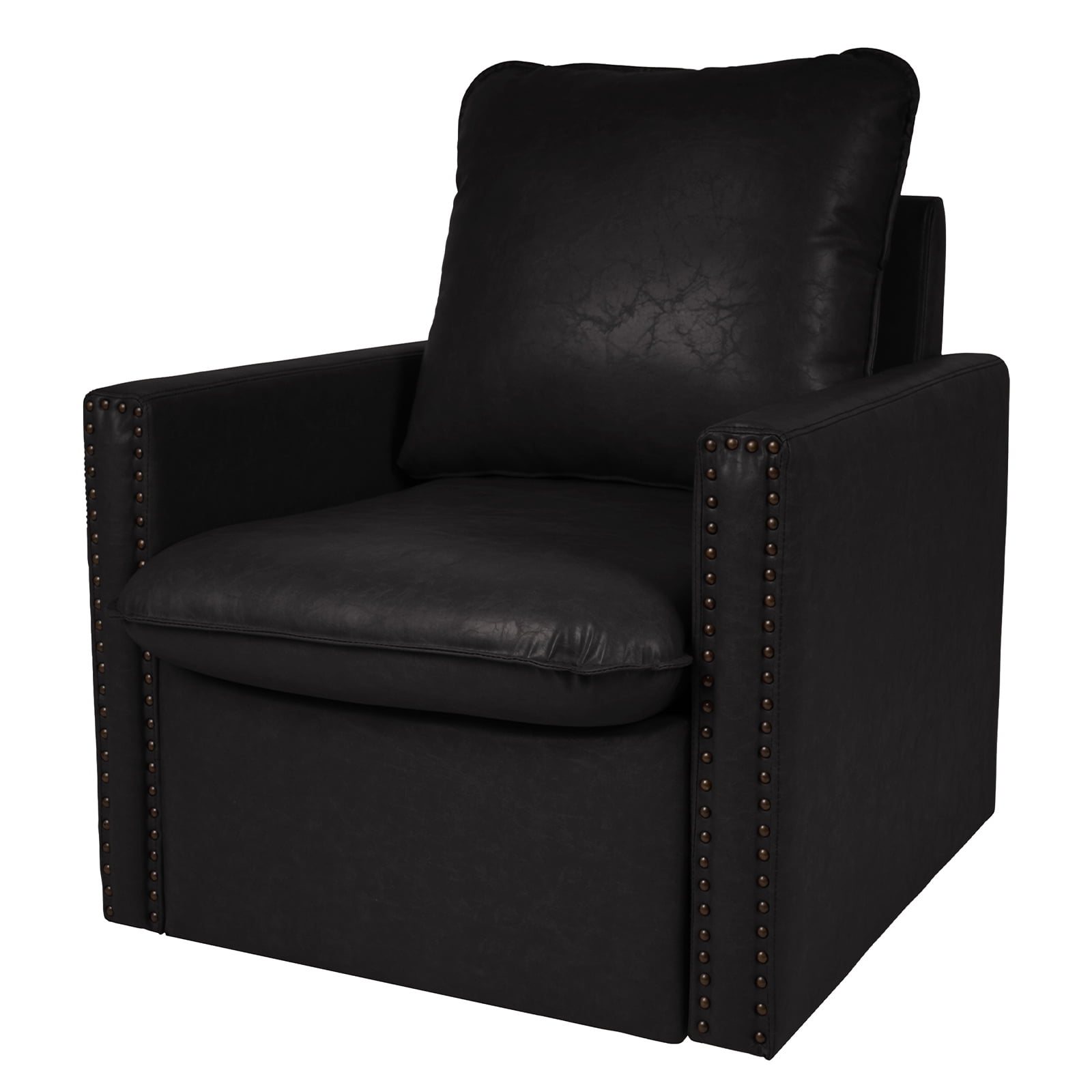 WangSiDun Swivel Accent Chair, Single Armchair Upholstered Sofa for Living room, Black
