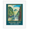 thumbnail image 1 of Wanganui River New Zealand - Gorge Boat Paddling - Vintage Travel Poster by John Holmwood c.1930 - Fine Art Rolled Canvas Print 11in x 14in, 1 of 4