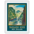 thumbnail image 1 of Wanganui River New Zealand - Gorge Boat Paddling - Vintage Travel Poster by John Holmwood c.1930 - Japanese Unryu Rice Paper Art Print 24 x 32 in, 1 of 4
