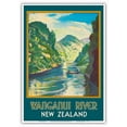 thumbnail image 1 of Wanganui River New Zealand - Gorge Boat Paddling - Vintage Travel Poster by John Holmwood c.1930 - Master Art Print 10in x 14in, 1 of 4