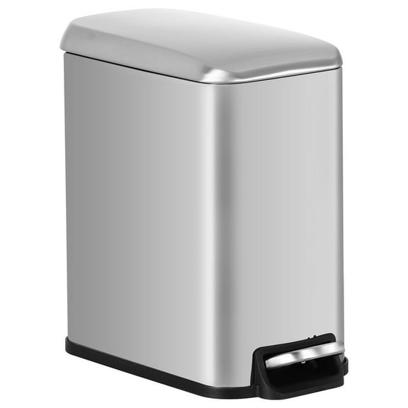 Wangbujianwang 2-Pack 1.3 Gallon Step Trash Can, Stainless Steel Pedal Garbage Bins with Lid, Dual Set for Home or Office Use