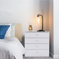 Wangbujianwang 4 Drawer Dresser for Bedroom, Small Chests of Drawers Modern Nightstand, White Dresser Chest with 4 Storage Drawers, Dressers for Nursery, Hallway, Living Room,White