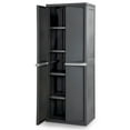 thumbnail image 1 of Wangbujianwang 4 Shelf Cabinet, Lockable Utility Storage w/ Adjustable Shelves, Gray - Plastic Shelving Unit for Organizing Garage, Pantry, Basement, Laundry Room or Mudroom, 1 of 9