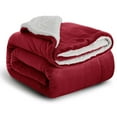 thumbnail image 1 of Wangbujianwang Sherpa Fleece Throw Blanket Twin Size for Couch - Thick and Warm Fluffy Blankets for Winter, Soft and Fuzzy Twin Blanket for Bed and Sofa,Burgundy,Twin--60" x 80", 1 of 6
