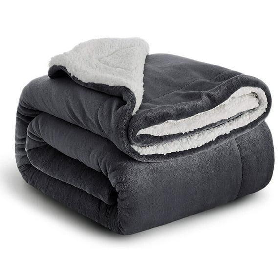 Wangbujianwang Sherpa Fleece Throw Blanket Twin Size for Couch - Thick and Warm Fluffy Blankets for Winter, Soft and Fuzzy Twin Blanket for Bed and Sofa,Gray,Twin--60" x 80"