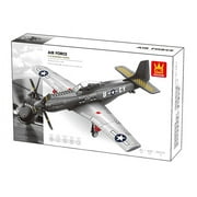 Wange P-51 Mustang Fighter WW2 Airplane Building Block Set, Military Airplane, 256 ABS Pieces