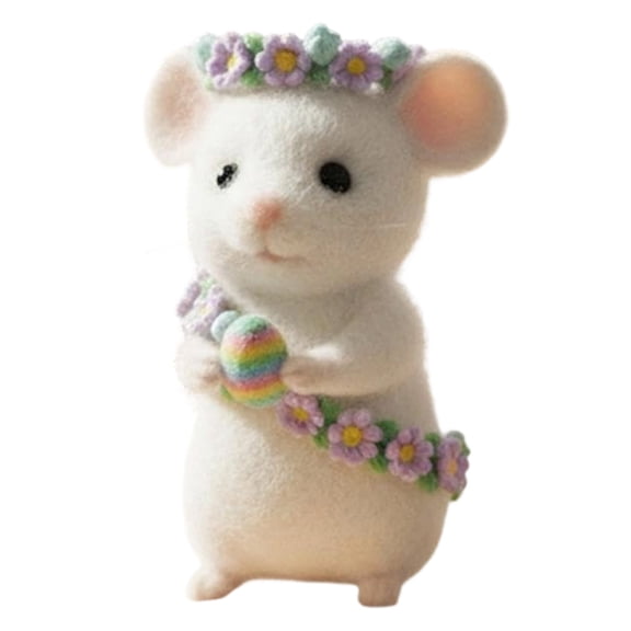 Wangjing 1PC Easter Felt Bunny Figurine Handmade Wool Rabbit Ornament Soft Spring Tabletop Decor Cute Animal Statue for Tiered Tray Shelf Desk Easter Basket Assorted Styles