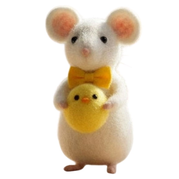 Wangjing 1PC Easter Felt Bunny Figurine Handmade Wool Rabbit Ornament Soft Spring Tabletop Decor Cute Animal Statue for Tiered Tray Shelf Desk Easter Basket Assorted Styles