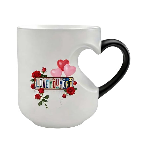 Wangjing 1PC Heart-Shaped Color Changing Magic Ceramic Mug, Thermochromic Magic Reveal Design, Fun Novelty Coffee Cup for Valentine's Day, Christmas and Mother's Day Gifts