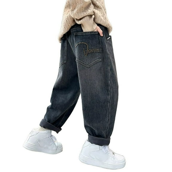 Wangkekeji Boys' Loose Pants Baggy Jeans Elastic Waist Denim Pants Casual Trousers With Pockets Baby Sweat Pants