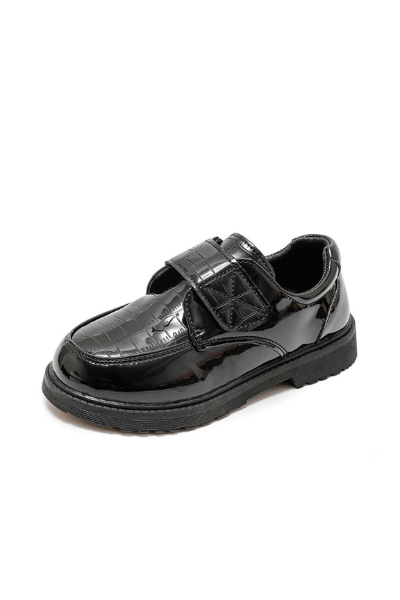Boys' Soft Sole Black Leather Shoes For School And Performance Toddler Boots Size 8