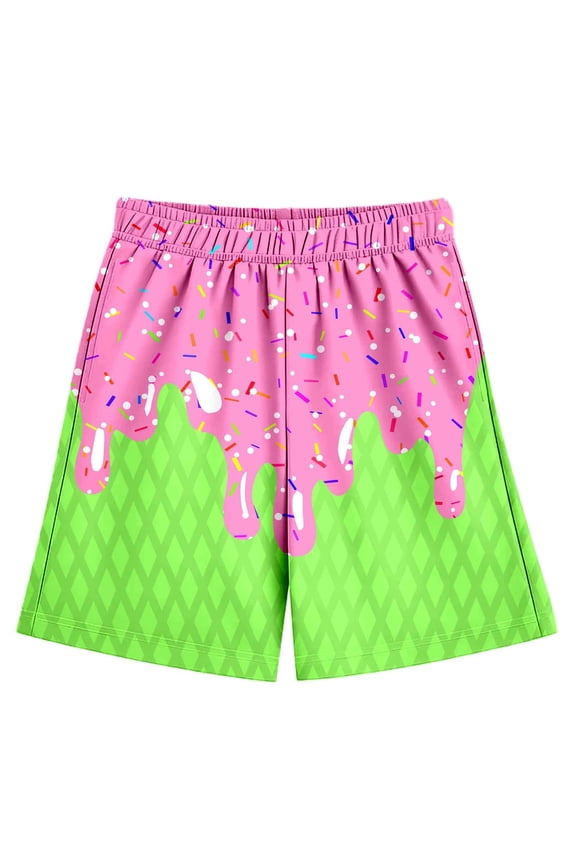 Children's Casual Ice Printed Shorts Baseball ShortsEElastic Waistband With Pocket Shorts (2 14 Years) 5t Boys Outfits