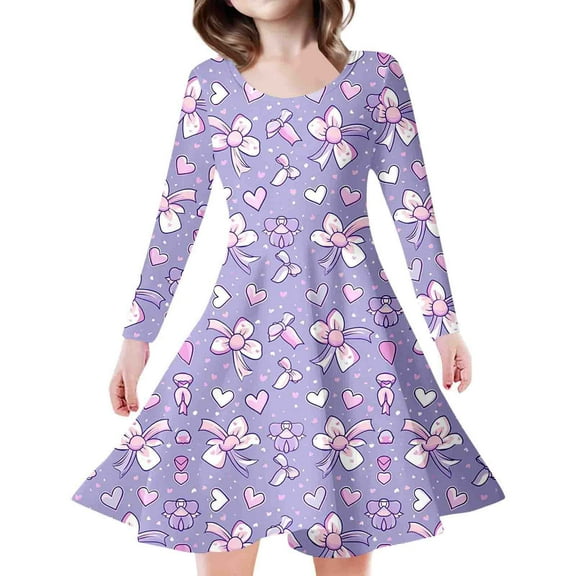 Wangkekeji Cuhk Girl/Child Bow Print Party Dress Girls Size 12 Outfits