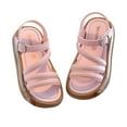 thumbnail image 1 of Wangkekeji Girls Sandals Fashion Summer Flat Sandals Open Toe Cute Casual Outdoor Comfortable Lightweight Breathable For Kids Toddler Youth Carver Cork Sandals, 1 of 3