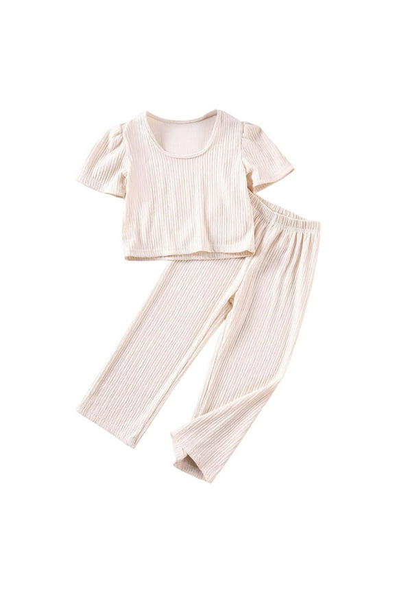 Girls Summer Outfits 2 Piece Set Casual Knit Top And Long Pants Toddler Girls Clothing Soft Comfortable Playwear For Daily Wear Age 2 9 Years New Born Close for Girl