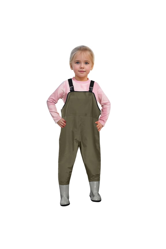 Kids Boys Girls Chest Waders Youth Fishing Waders With Pocket For Toddler Children Water Proof & Fishing Waders With Boots Baby Rompers Warm