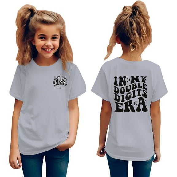 Wangkekeji Kids In My Double Digits Birthday Girl Shirt 10 Year Old 10th Birthday Girls T Shirt Girls Ten Birthday Party Tee Tops Christmas Shirts for Kids Girls