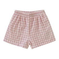 Wangkekeji Pants for Girls Baseball Pants Girls Plaid Casual Shorts Little Girls Wear Light Summer Pants