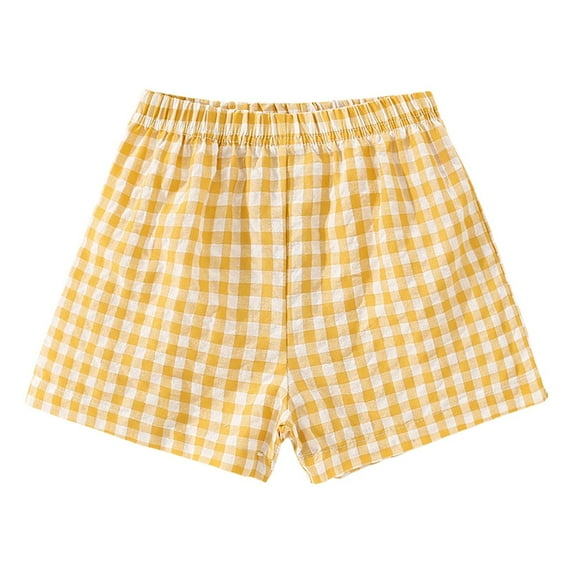 Wangkekeji Pants for Girls Baseball Pants Girls Plaid Casual Shorts Little Girls Wear Light Summer Pants