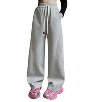 Wangkekeji Pants for Girls Softball Belt Youth Girls' Sweatpants Children's Casual Loose Straight Pants Wide Leg Pants