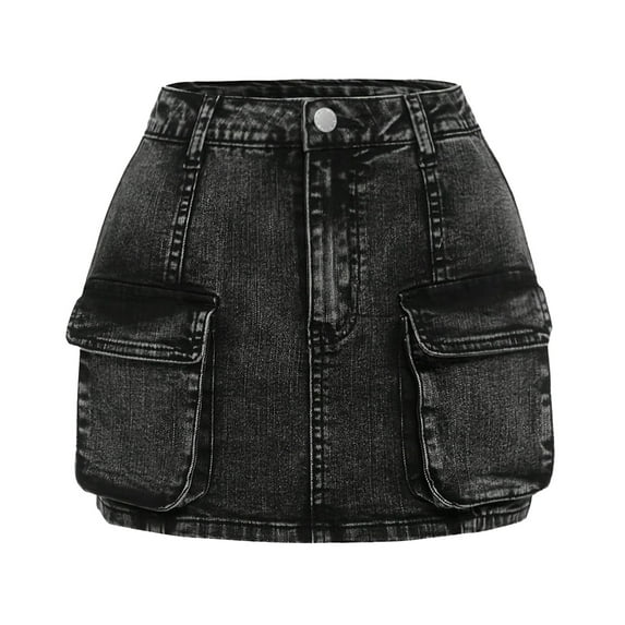 Wangkekeji Teenage Girl's Flip Front Pocket Denim Skirt Clothes Dresses