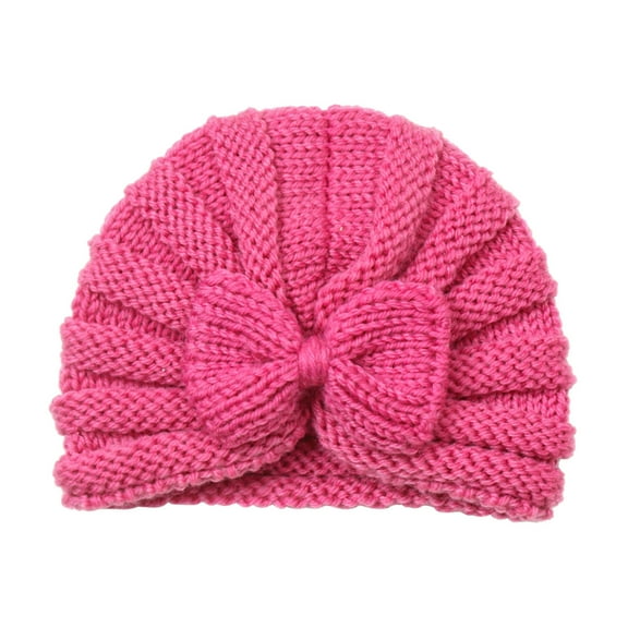 Wangkekeji Toddler Baby Boys Girls Knitted Cap Solid Bowknot Elastics Turban Hat Winter Hat
