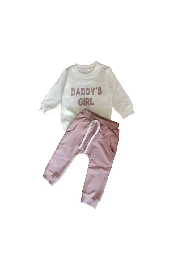 Toddler Child Letter Printed Sweatshirt Boys Girls' Long Sleeve Round Neck Tops Autumn Casual Loose Pullover Two Piece Dress Baby Girl Birth