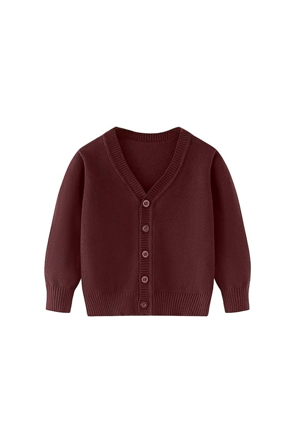 Unisex Boy' Girls' Cardigans Sweater V Neck Long Sleeve Button Soild Knit Sweaters For 2 10 Years Boy Hooded Sweater