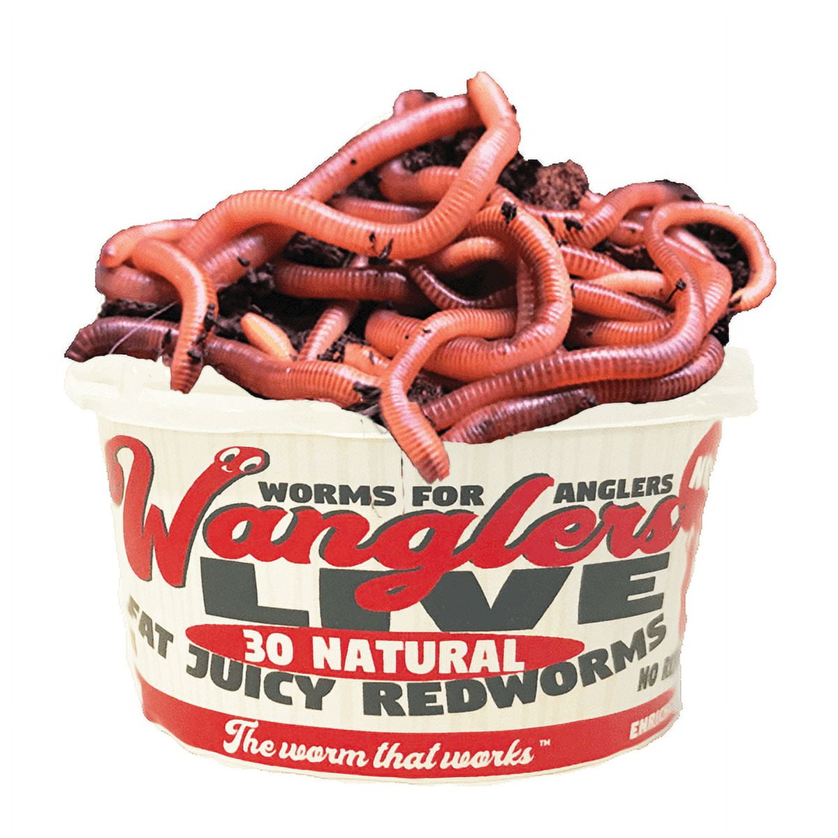 Wanglers European Night Crawlers for Panfish, Trout, 30 Count