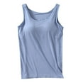 thumbnail image 1 of Wangmeiwg 2024 Summer Built In Bra Tank Top for Women Comfortable Crew Neck Sleeveless Camisole Plus Size Workout Tops Light Blue XXXL, 1 of 4