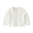thumbnail image 1 of Wangmeiwg Baby Girls Knit Cardigan Sweater Autumn Long Sleeve Solid Top Outerwear Garment 6-12 Months White, 1 of 3