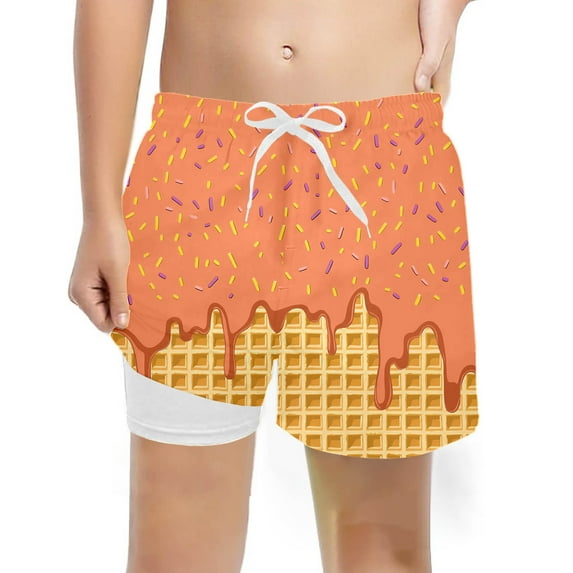 Wangmeiwg Boys Swim Trunks For Kids Summer Beach Pool Waistband Adjustable Ice Print Swimwear Comfortable 5 14 Years Swim Guard Toddler