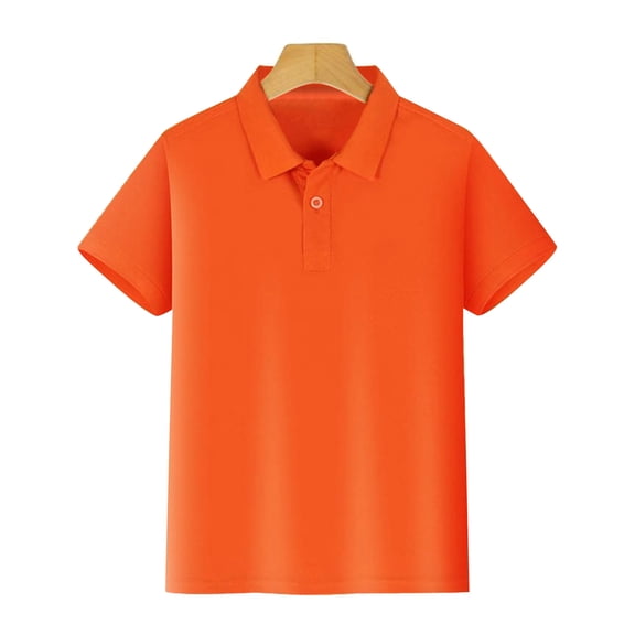 Wangmeiwg Boys Tops Comfortable Soft Fabric Short Sleeve Shirt with Button Closure for Kids Boys Girls Easy Care Everyday Wear Durable Lightweight Top For Days 4-5 Years Orange
