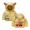 thumbnail image 1 of Wangmeiwg Boys Winter Warm Down Jacket With Adorable Cartoon Train Print Hooded Thickened Padded Coat For Cold Weather Outwear 3-4 Years Yellow, 1 of 5