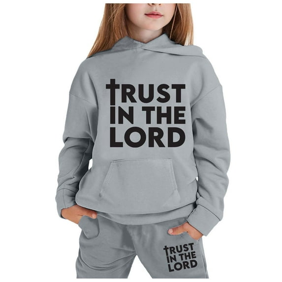 Wangmeiwg Children's Long Sleeved Hooded Hoodie Set Girl Outfits Size 6x