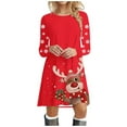 thumbnail image 1 of Wangmeiwg Christmas Dresses for Women Christmas Deer Print Women's Long Sleeve Soft Knit Casual Party Swing Dress with Crew Neck for Fashion Holiday M Red, 1 of 4