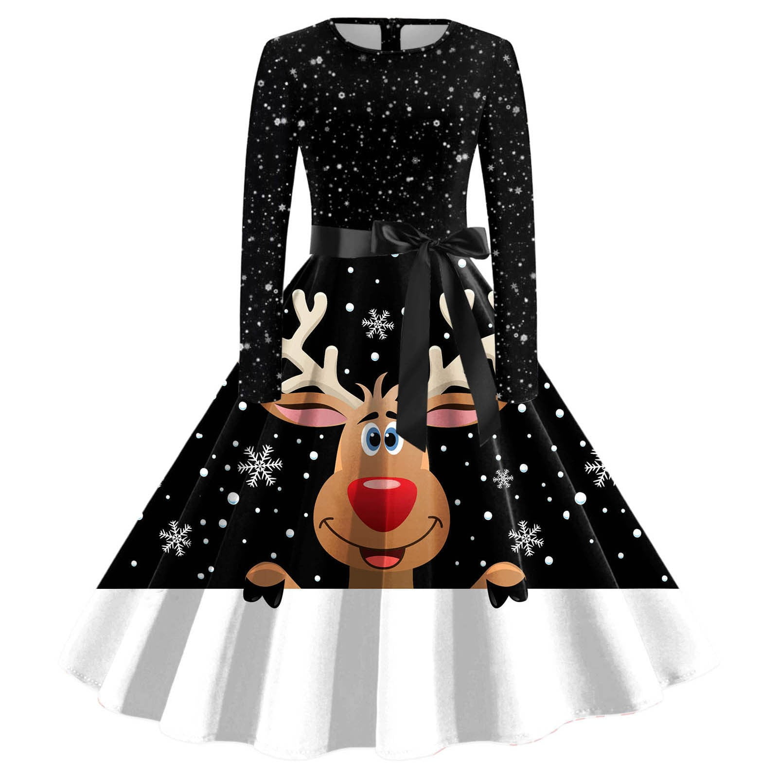 black xmas dress Wangmeiwg Christmas Dresses for Women Elegant Women's Casual Long Sleeve O Neck Party for Evening Prom Beach Christmas Fashion S Bridesmaid Dress 2V (2E - 4E) Cute Marie Strapless Maxi Dress Size:Size 16W