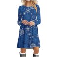 thumbnail image 1 of Wangmeiwg Christmas Dresses for Women Stylish Flowy T-Shirt Dress for Women Casual Comfort with Elegant Print Design and Relaxed Fit M Dark Blue, 1 of 7