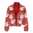 thumbnail image 1 of Wangmeiwg Christmas Outfits for Women Autumn Winter Corduroy Baseball Jacket with Festive Santa Sequined Embroidery for Women Casual Outerwear, 1 of 2