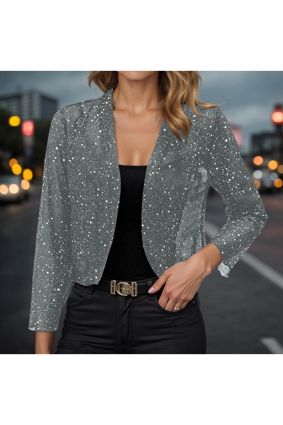 Elegant Casual Jacket for Everyday Wear Lightweight Front-Open Openwork Blouson Fit Breathable Spring Autumn Outerwear Grey XL