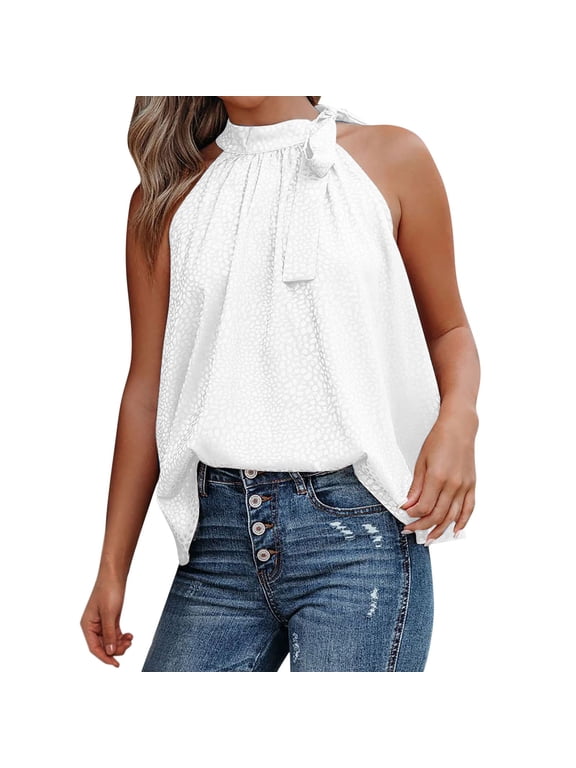 Elegant European and Women's Summer Bow-Neck Leopard Print Sleeveless Vest for Modern Wardrobes White XXL
