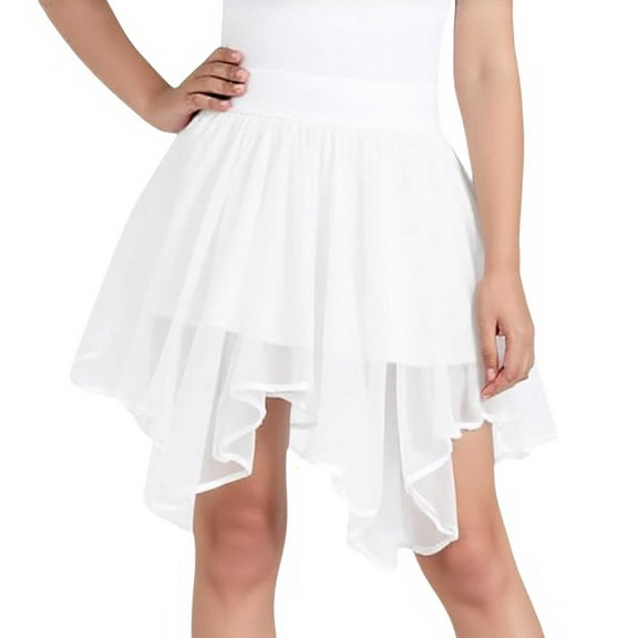 Wangmeiwg Elegant Holiday Party Ballet Skirt for Girls Festive Dance Tutu Outfit Wear 5-6 Years White