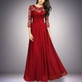 thumbnail image 1 of Wangmeiwg Elegant Round Neck Lace Dress for Evening Occasions Women’s Formal Attire Skirt Red L, 1 of 5