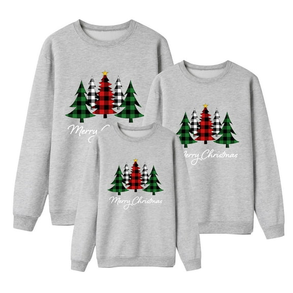 Wangmeiwg Family Christmas Sweatshirts,Holiday Sweatshirt Matching Family Sweaters Couples Christmas Sweaters Christmas Clothes for Family Pictures 4-5 Years Grey