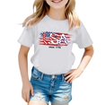 thumbnail image 1 of Wangmeiwg Girl's 4th Of July Patriotic Short Sleeve T Shirt Cute Independence Day Flag Print Tee Comfortable Casual Summer Top For Toddler Kids Girls Outfits Size 5, 1 of 4
