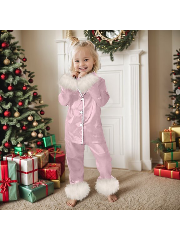 Girls Casual Outfits Long Sleeve Shirt and Trousers Pajama Sets Comfortable Daily Wear Two-Piece 14 Years Pink