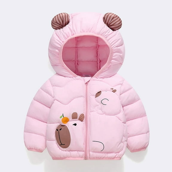 Wangmeiwg Girls Down Jacket Winter Coat For Toddler Kids Lightweight Warm Hooded Zipper Outerwear Daily Outdoor Wear 5-6 Years Pink