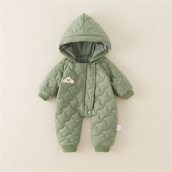 Wangmeiwg Girls Down Jumpsuit Winter Thermal Outwear Baby Romper With Lightweight Warm Padding For Outdoor Play 6-12 Months Green