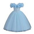 thumbnail image 1 of Wangmeiwg Girls' Dresses Elegant One Shoulder Girls Dress for Flower Girl Festival Party Attire with Comfortable Strap Design 9-10 Years Sky Blue, 1 of 5