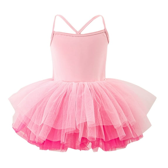 Wangmeiwg Girls' Dresses Elegant Strapless Ballet Dance For Girls Ballerina Performance Outfit With Solid Color Leotard And Tutu Skirt Design 6-7 Years Hot Pink